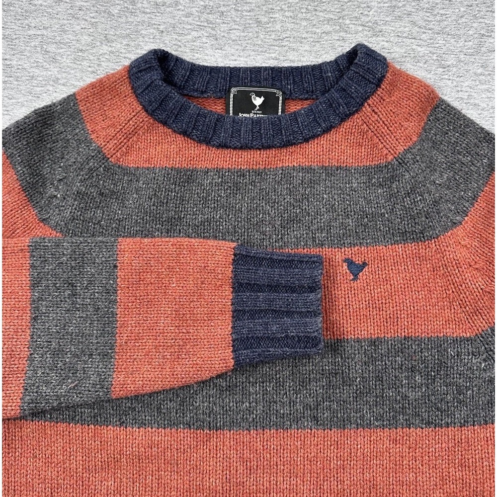 John Partridge Sweater Mens Medium Stripe Lambswool Blend Pullover Jumper